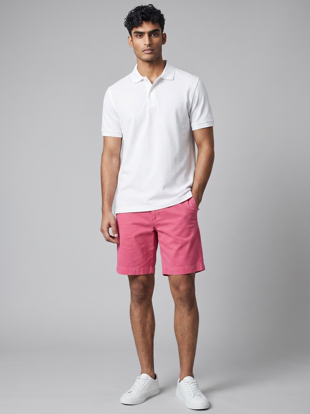 Chaps Coastland Wash Stretch Chino Shorts Coral Pink Preppy Golf Casual Classic